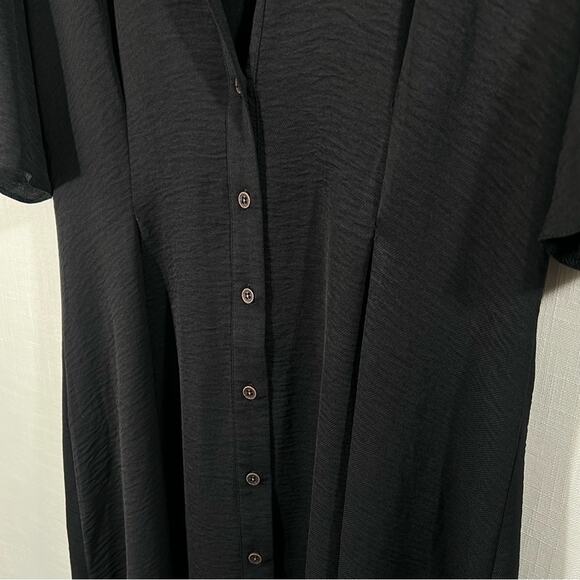 ASOS DESIGN NWT Curve Button Through Waist Midi Shirt Dress Black Size 12 - Picture 7 of 15